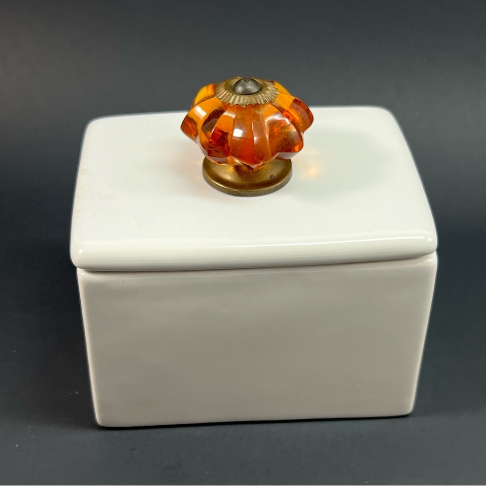 Ceramic Trinket Box with Vintage Knob